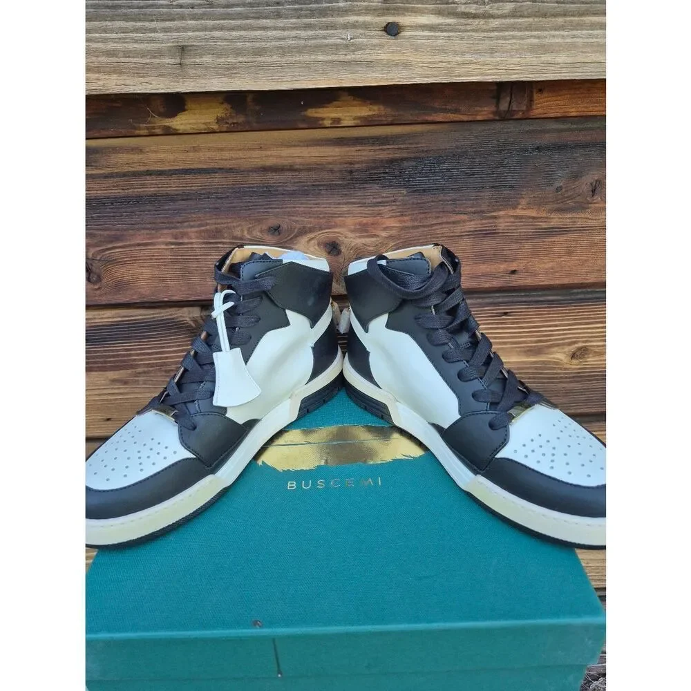 Buscemi High-Top Lace-Up Sneakers Black White Size 8